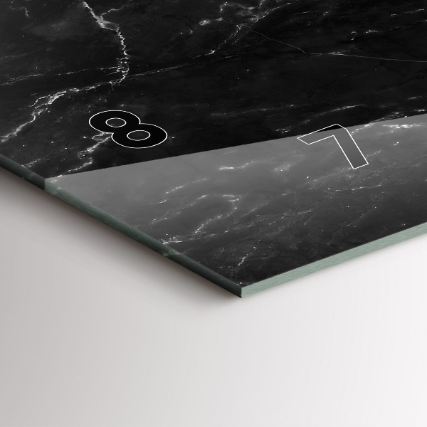 Horizontal wall clock Black marble