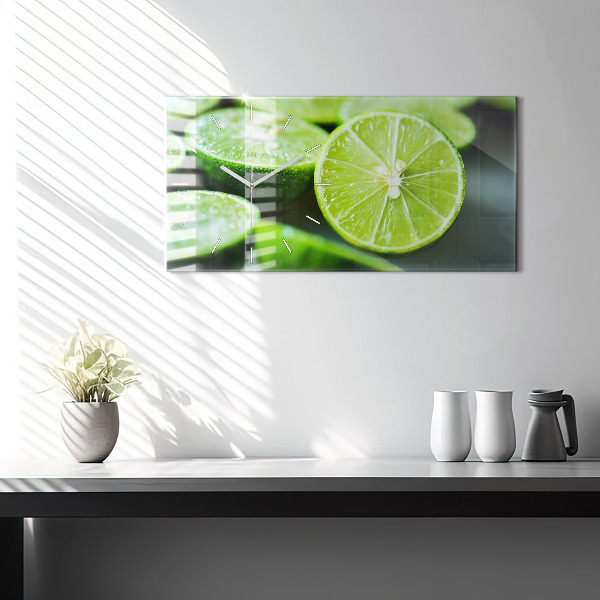 Horizontal wall clock Lime wedges