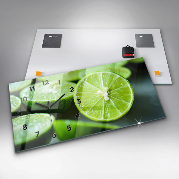 Horizontal wall clock Lime wedges