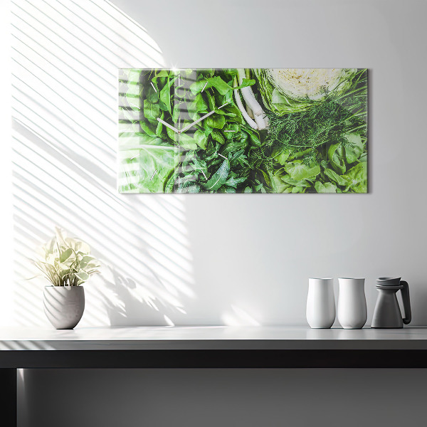 Horizontal wall clock Green vegetables
