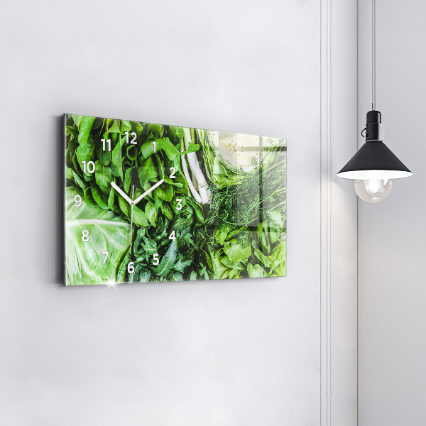 Horizontal wall clock Green vegetables