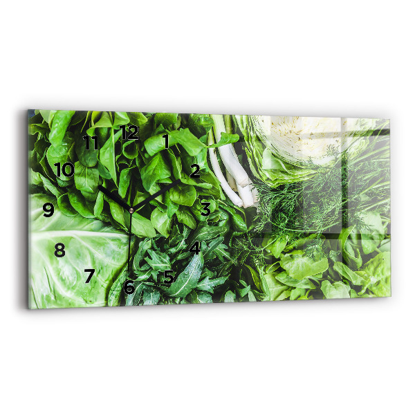 Horizontal wall clock Green vegetables