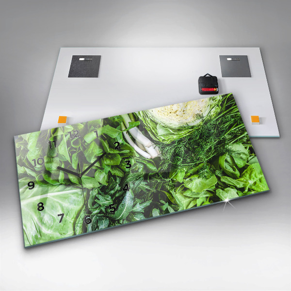 Horizontal wall clock Green vegetables