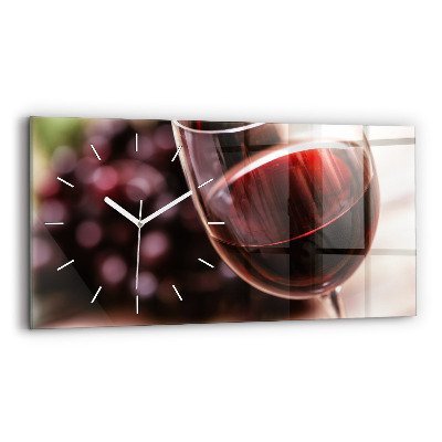 Horizontal wall clock A glass of red wine