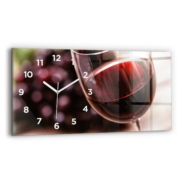 Horizontal wall clock A glass of red wine