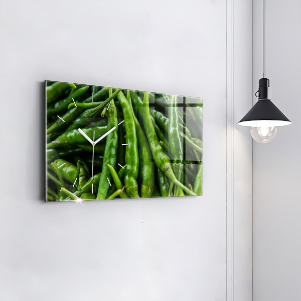 Horizontal wall clock Green pepper