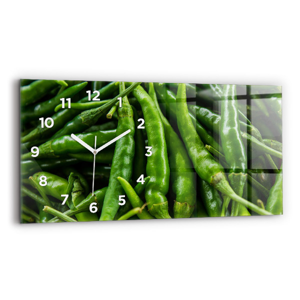 Horizontal wall clock Green pepper