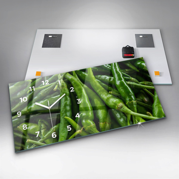Horizontal wall clock Green pepper