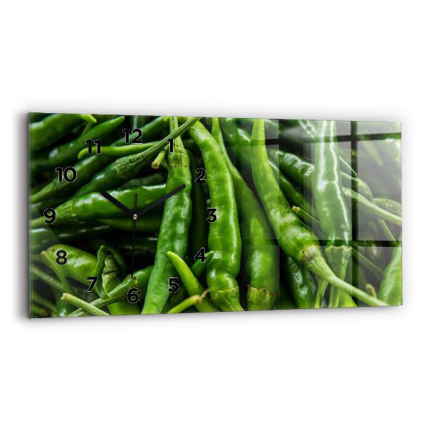 Horizontal wall clock Green pepper
