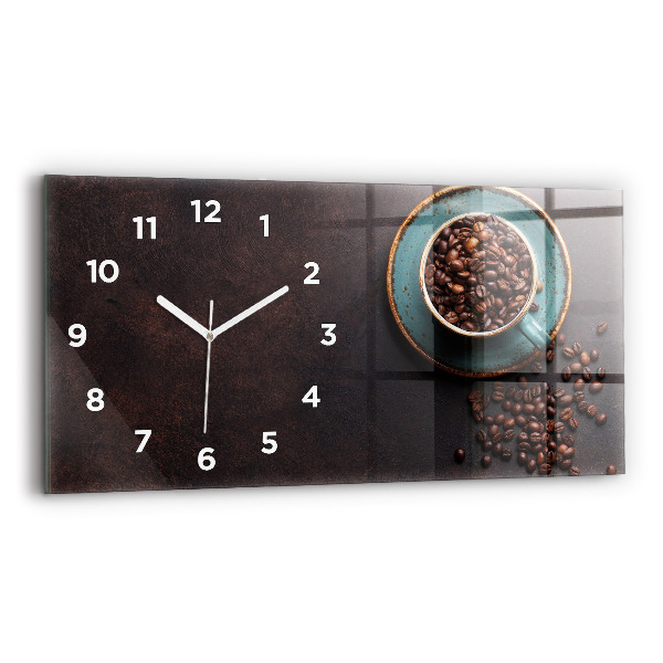 Horizontal wall clock A cup of coffee