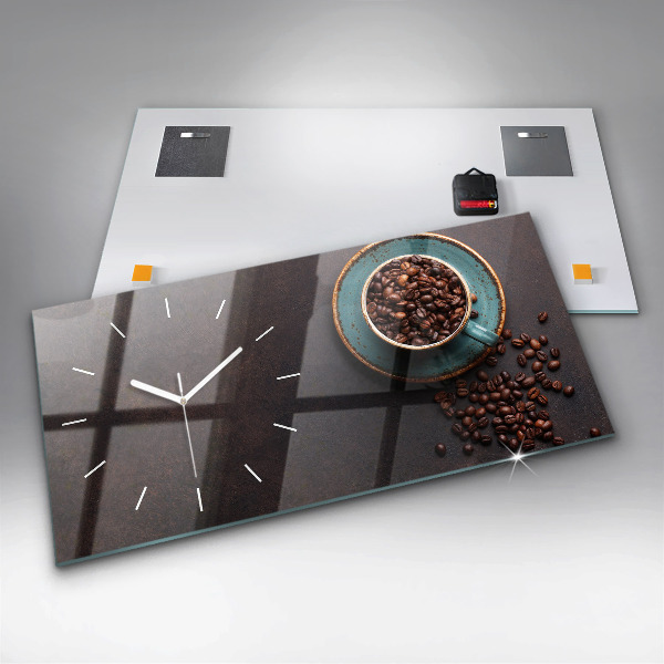Horizontal wall clock A cup of coffee