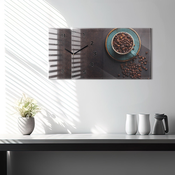 Horizontal wall clock A cup of coffee