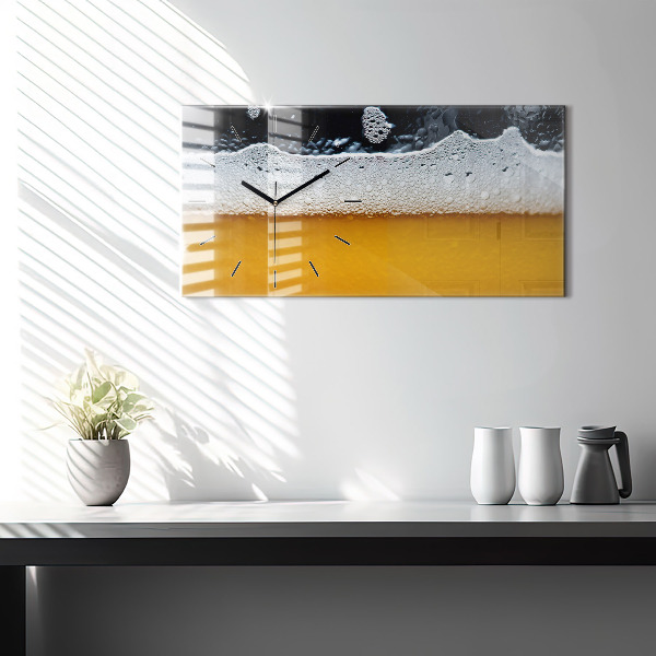 Horizontal wall clock Close-up of beer
