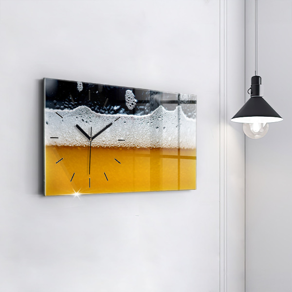 Horizontal wall clock Close-up of beer