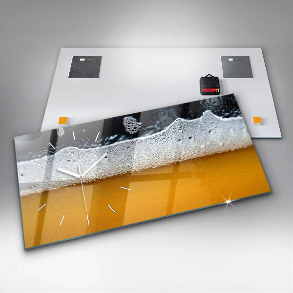 Horizontal wall clock Close-up of beer