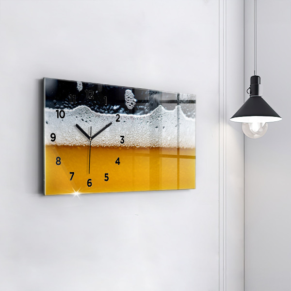 Horizontal wall clock Close-up of beer