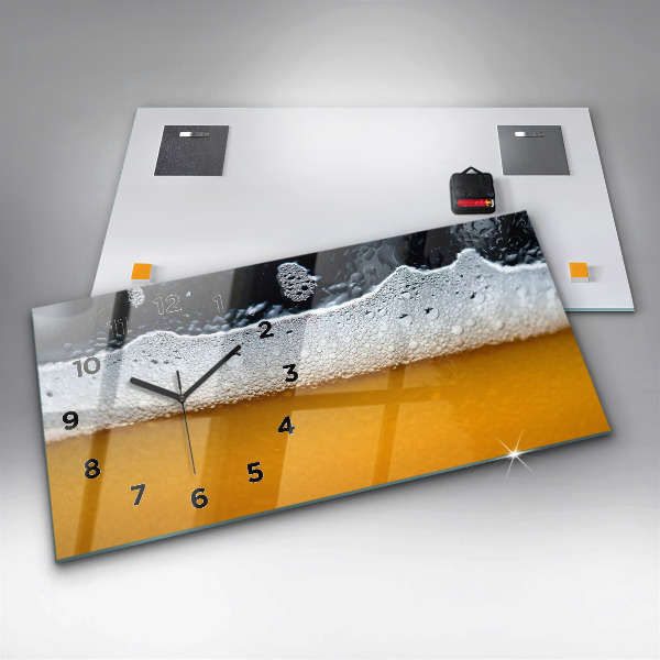 Horizontal wall clock Close-up of beer