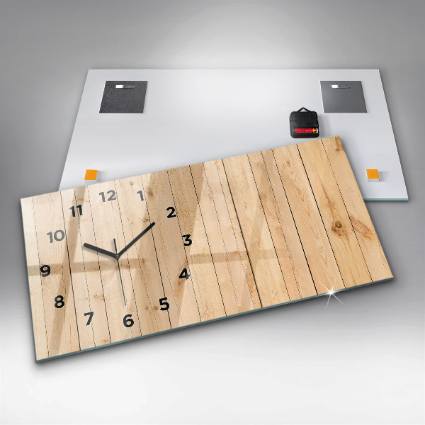 Horizontal wall clock Wooden boards