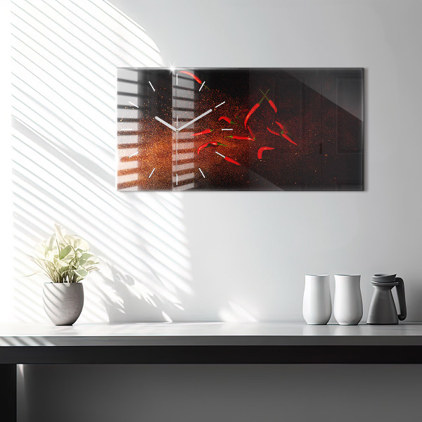 Horizontal wall clock Chili peppers