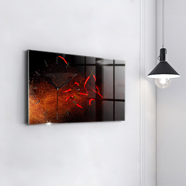 Horizontal wall clock Chili peppers