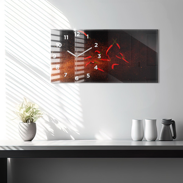 Horizontal wall clock Chili peppers