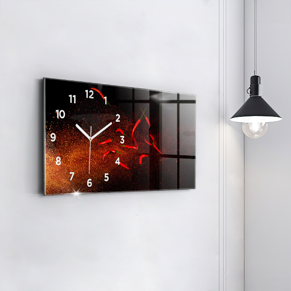 Horizontal wall clock Chili peppers