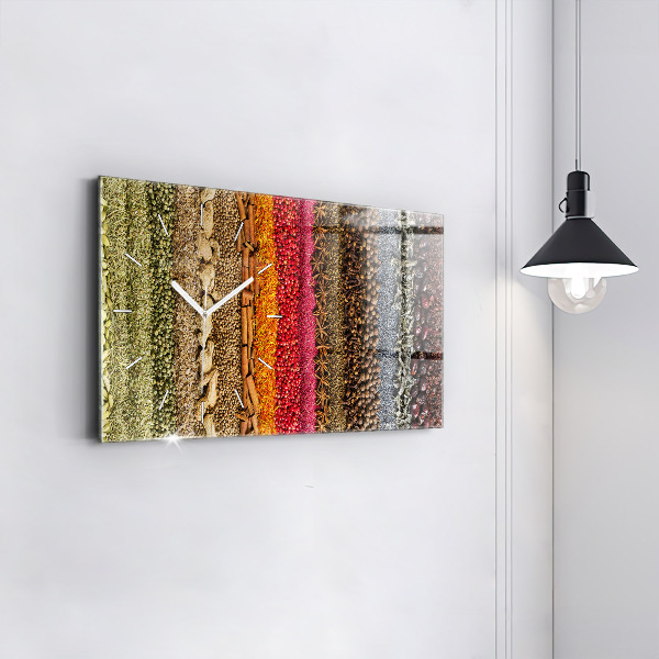 Horizontal wall clock Rows of spices