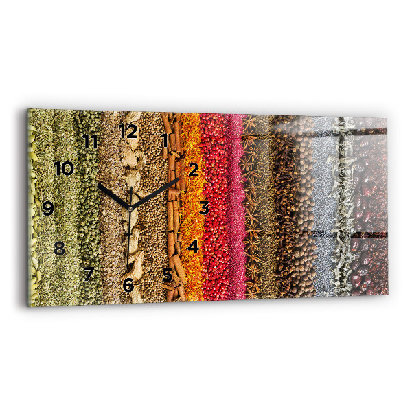 Horizontal wall clock Rows of spices