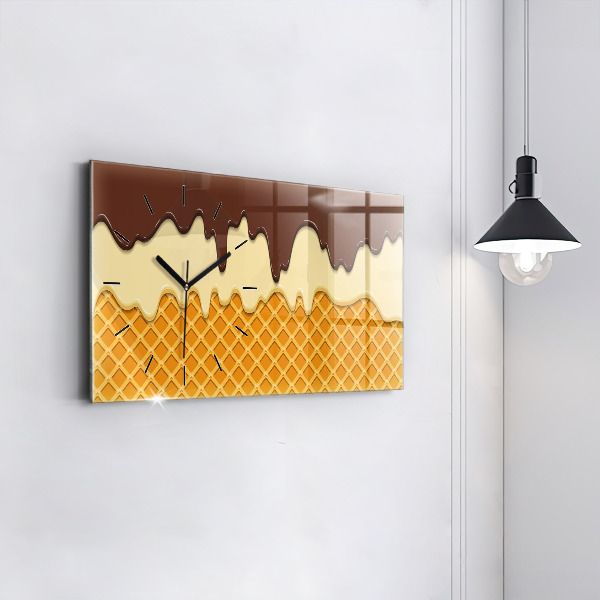 Horizontal wall clock Waffle and ice cream