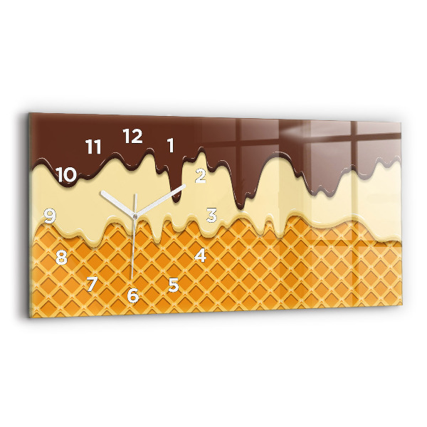 Horizontal wall clock Waffle and ice cream