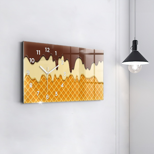 Horizontal wall clock Waffle and ice cream