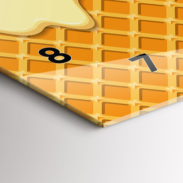 Horizontal wall clock Waffle and ice cream