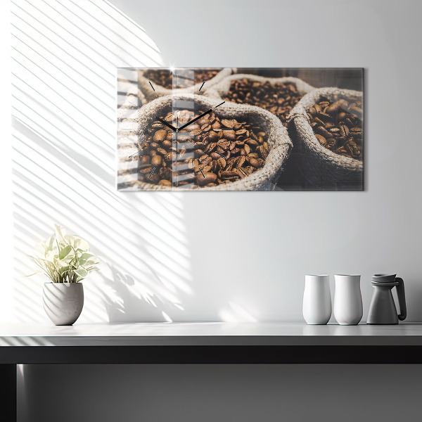 Horizontal wall clock Bags of coffee
