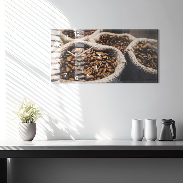 Horizontal wall clock Bags of coffee