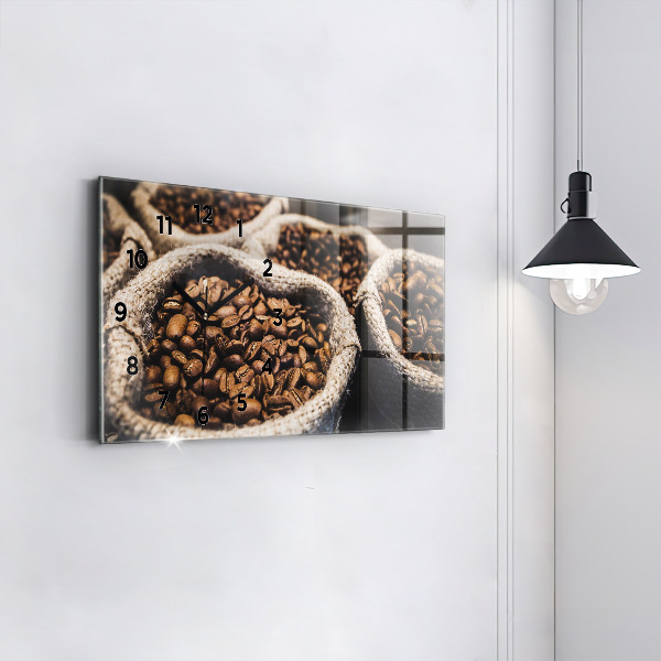 Horizontal wall clock Bags of coffee