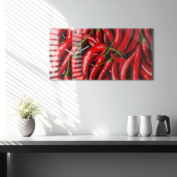 Horizontal wall clock Hot peppers