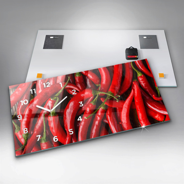 Horizontal wall clock Hot peppers