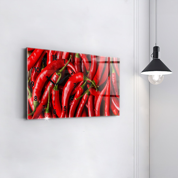 Horizontal wall clock Hot peppers