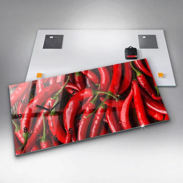 Horizontal wall clock Hot peppers