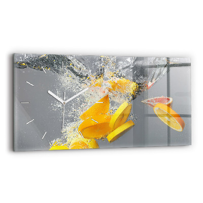 Horizontal wall clock Citrus in water
