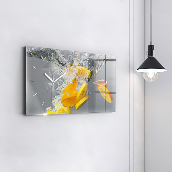 Horizontal wall clock Citrus in water