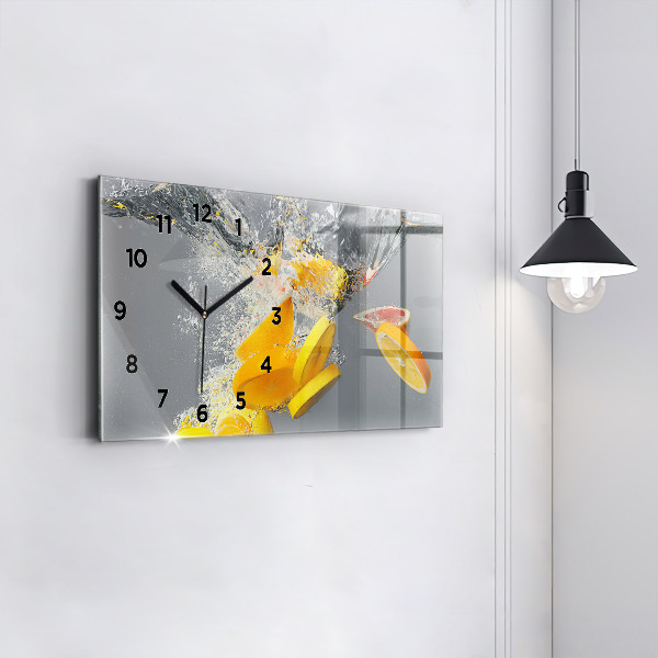 Horizontal wall clock Citrus in water