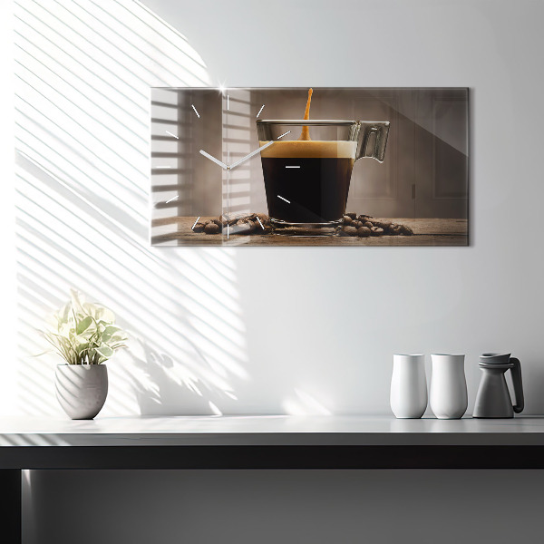 Horizontal wall clock A cup of coffee
