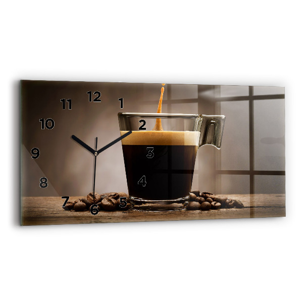 Horizontal wall clock A cup of coffee