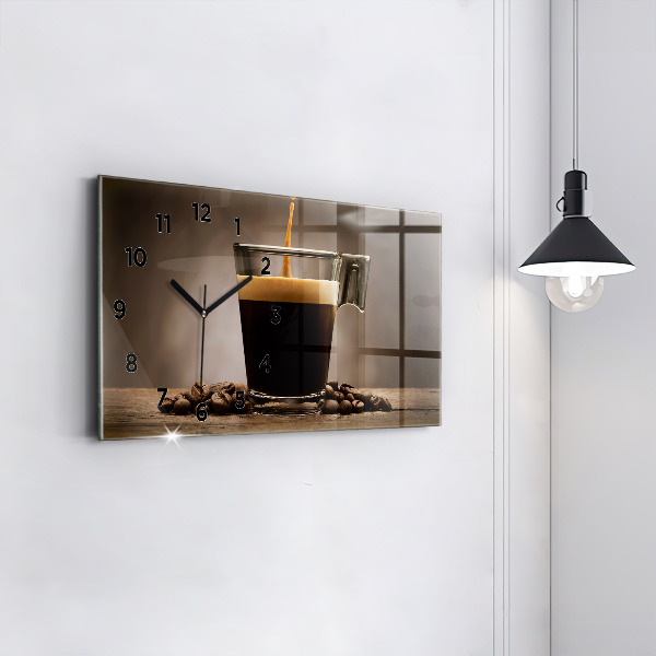 Horizontal wall clock A cup of coffee