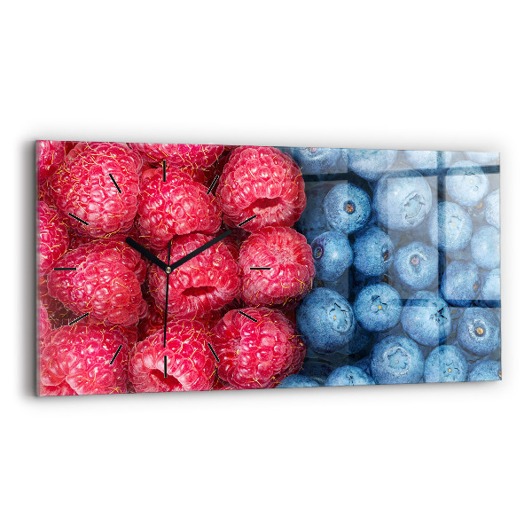 Horizontal wall clock Blueberries and raspberries