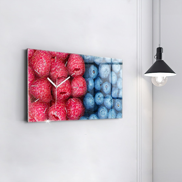 Horizontal wall clock Blueberries and raspberries