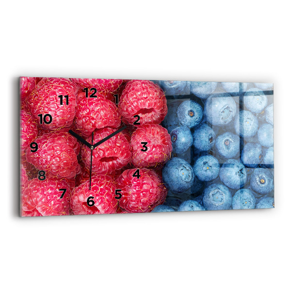 Horizontal wall clock Blueberries and raspberries