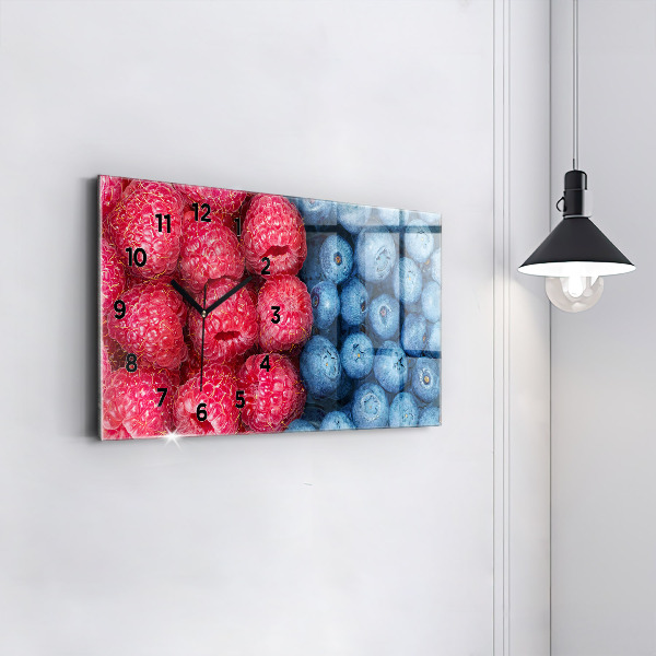 Horizontal wall clock Blueberries and raspberries