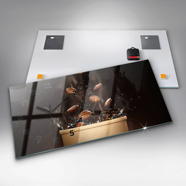 Horizontal wall clock Hot coffee